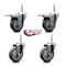 Service Caster 4 Inch Gray Polyurethane Swivel 34 Inch Threaded Stem Caster Set 2 Total Lock Brakes SCC-TSTTL20S414-PPUB-34212-2-S-2 - alternate 4